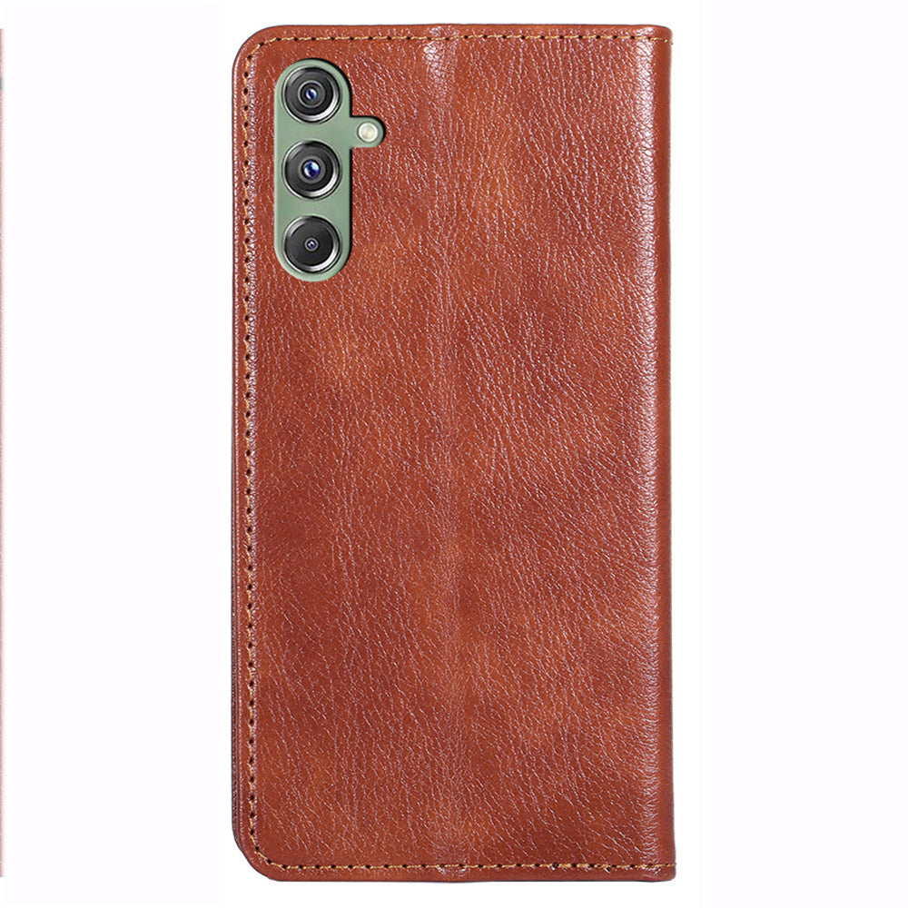 Wallet Phone Protector for Samsung Galaxy M34 5G / F34 5G Case Magnetic Stand PU Leather Shell - Brown