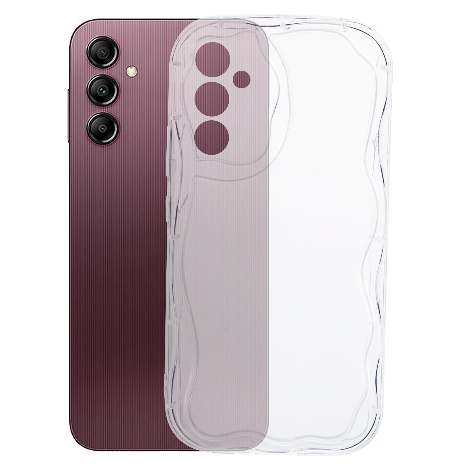 YX Series For Samsung Galaxy S24 Case Wavy Shape TPU Phone Back Protector (Precise Cutout) - Transparent