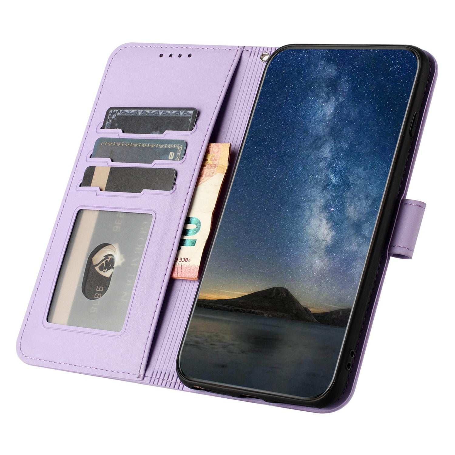 YX0050 For Samsung Galaxy S24 Ultra Case PU Leather Stand Wallet Phone Cover - Purple