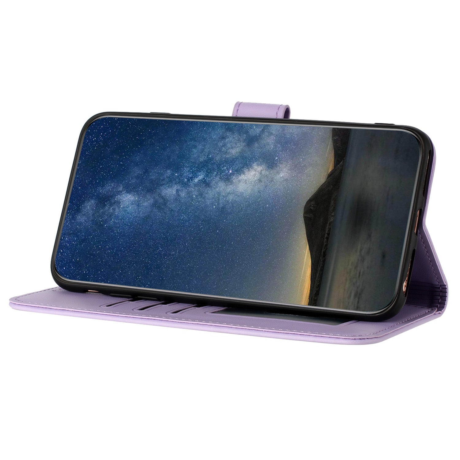 YX0050 For Samsung Galaxy S24 Ultra Case PU Leather Stand Wallet Phone Cover - Purple