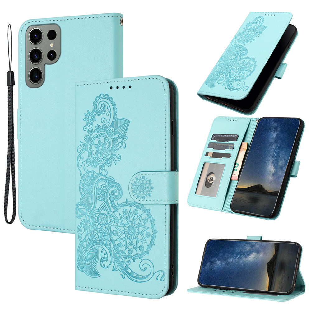 YX0050 For Samsung Galaxy S24 Ultra Case PU Leather Stand Wallet Phone Cover - Baby Blue