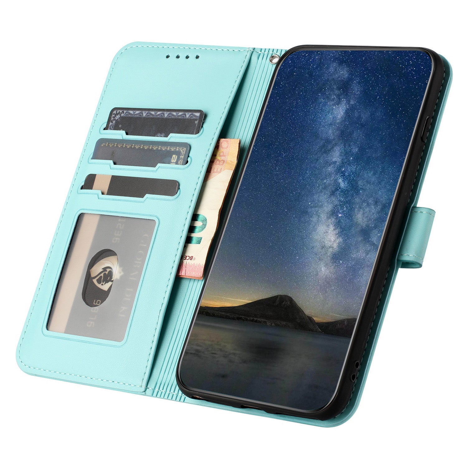 YX0050 For Samsung Galaxy S24 Ultra Case PU Leather Stand Wallet Phone Cover - Baby Blue