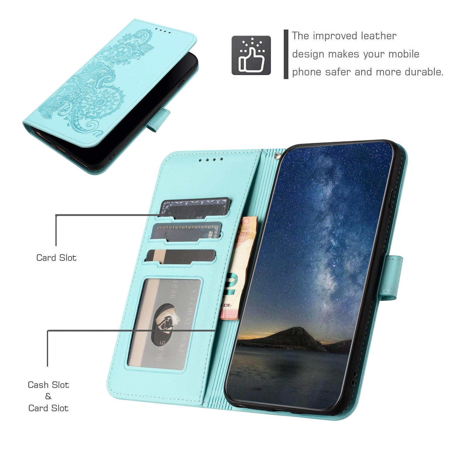 YX0050 For Samsung Galaxy S24 Ultra Case PU Leather Stand Wallet Phone Cover - Baby Blue