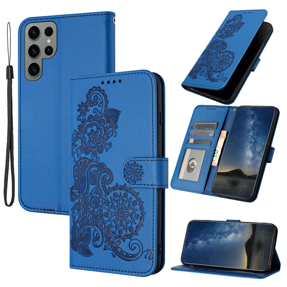 YX0050 For Samsung Galaxy S24 Ultra Case PU Leather Stand Wallet Phone Cover - Sapphire