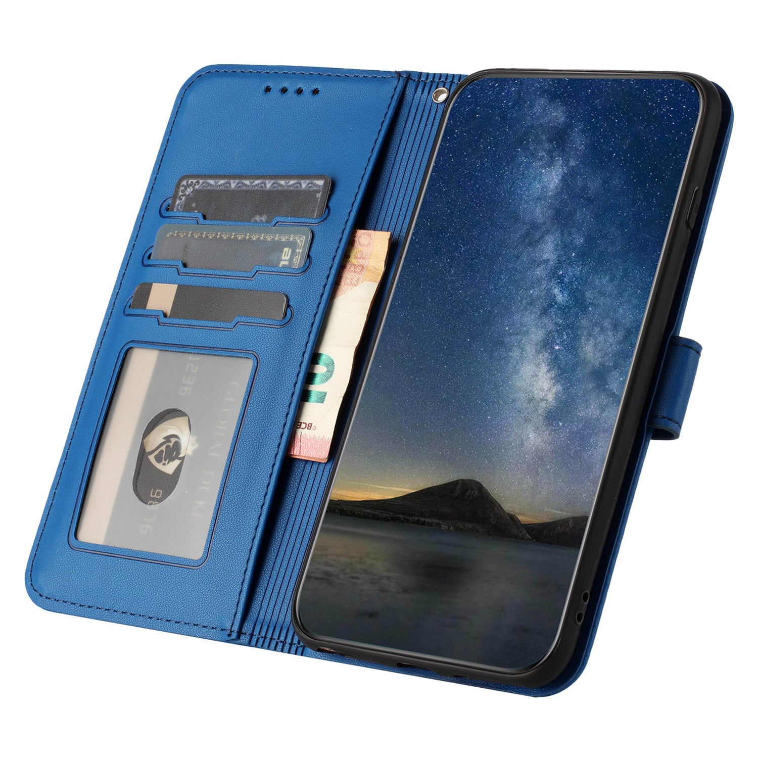 YX0050 For Samsung Galaxy S24 Ultra Case PU Leather Stand Wallet Phone Cover - Sapphire