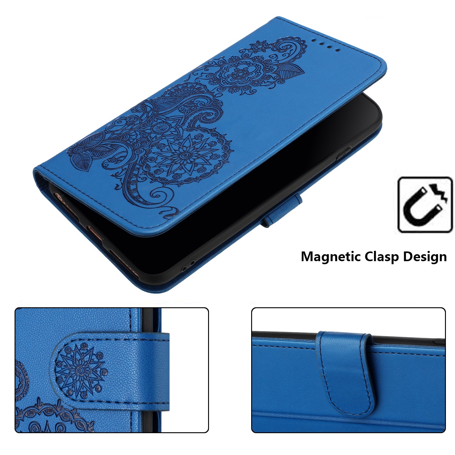 YX0050 For Samsung Galaxy S24 Ultra Case PU Leather Stand Wallet Phone Cover - Sapphire