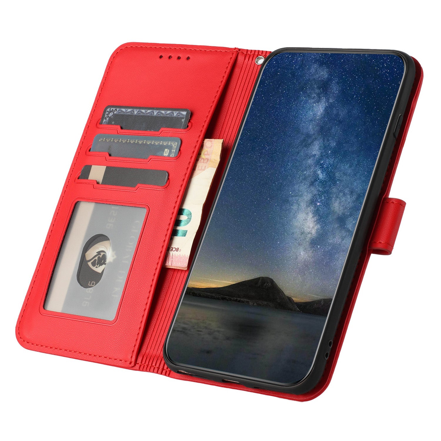 YX0050 For Samsung Galaxy S24 Ultra Case PU Leather Stand Wallet Phone Cover - Red