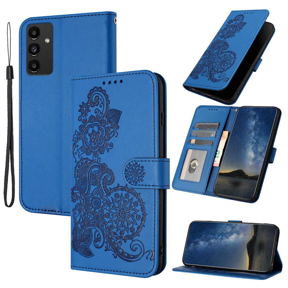 YX0050 For Samsung Galaxy S24+ Case Mandala Flower Phone Leather Cover - Sapphire