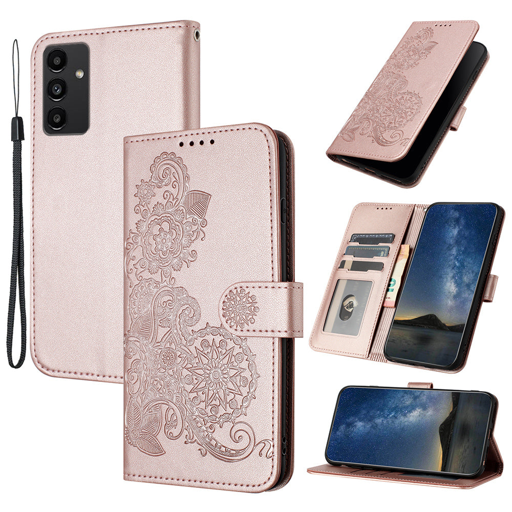 YX0050 For Samsung Galaxy S24+ Case Mandala Flower Phone Leather Cover - Rose Gold