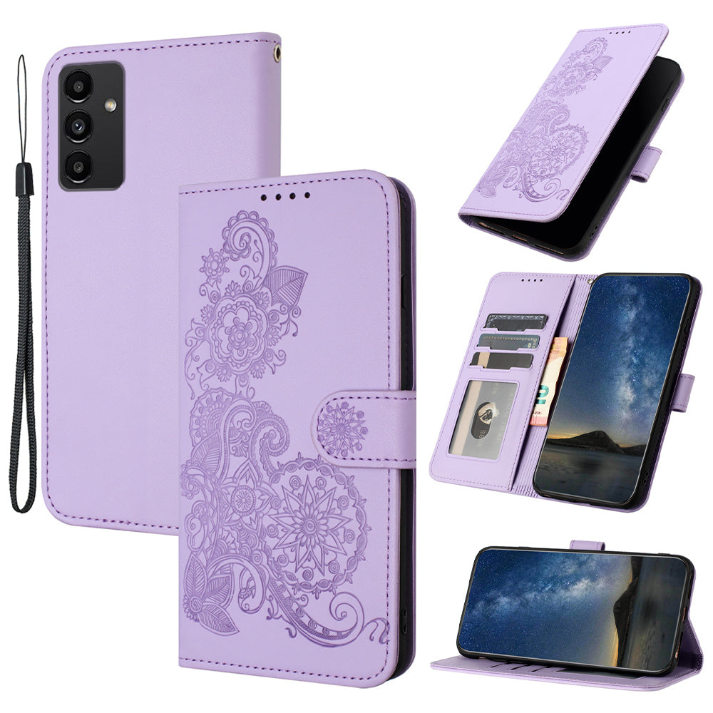 YX0050 For Samsung Galaxy S24+ Case Mandala Flower Phone Leather Cover - Purple