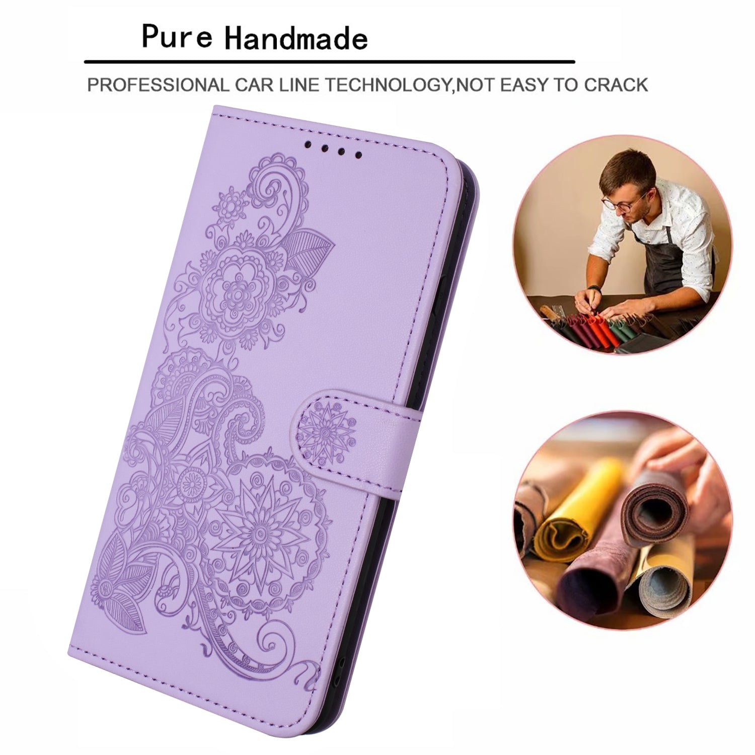 YX0050 For Samsung Galaxy S24+ Case Mandala Flower Phone Leather Cover - Purple