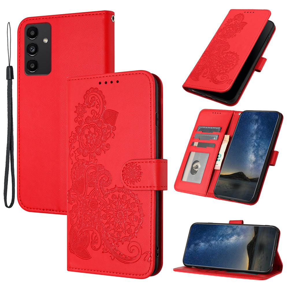 YX0050 For Samsung Galaxy S24+ Case Mandala Flower Phone Leather Cover - Red