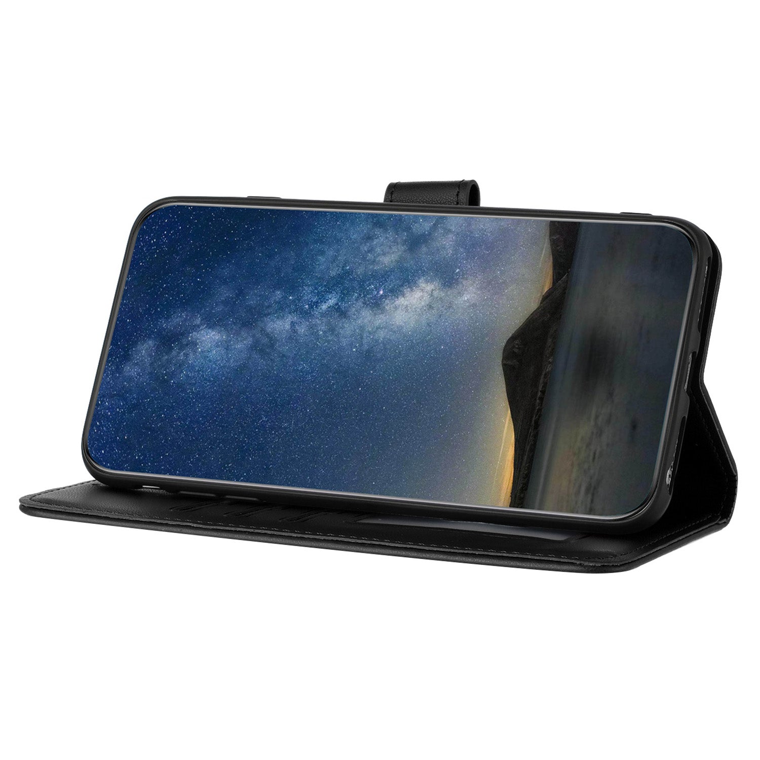 YX0050 For Samsung Galaxy S24 Leather Case Wallet Phone Stand Cover - Black