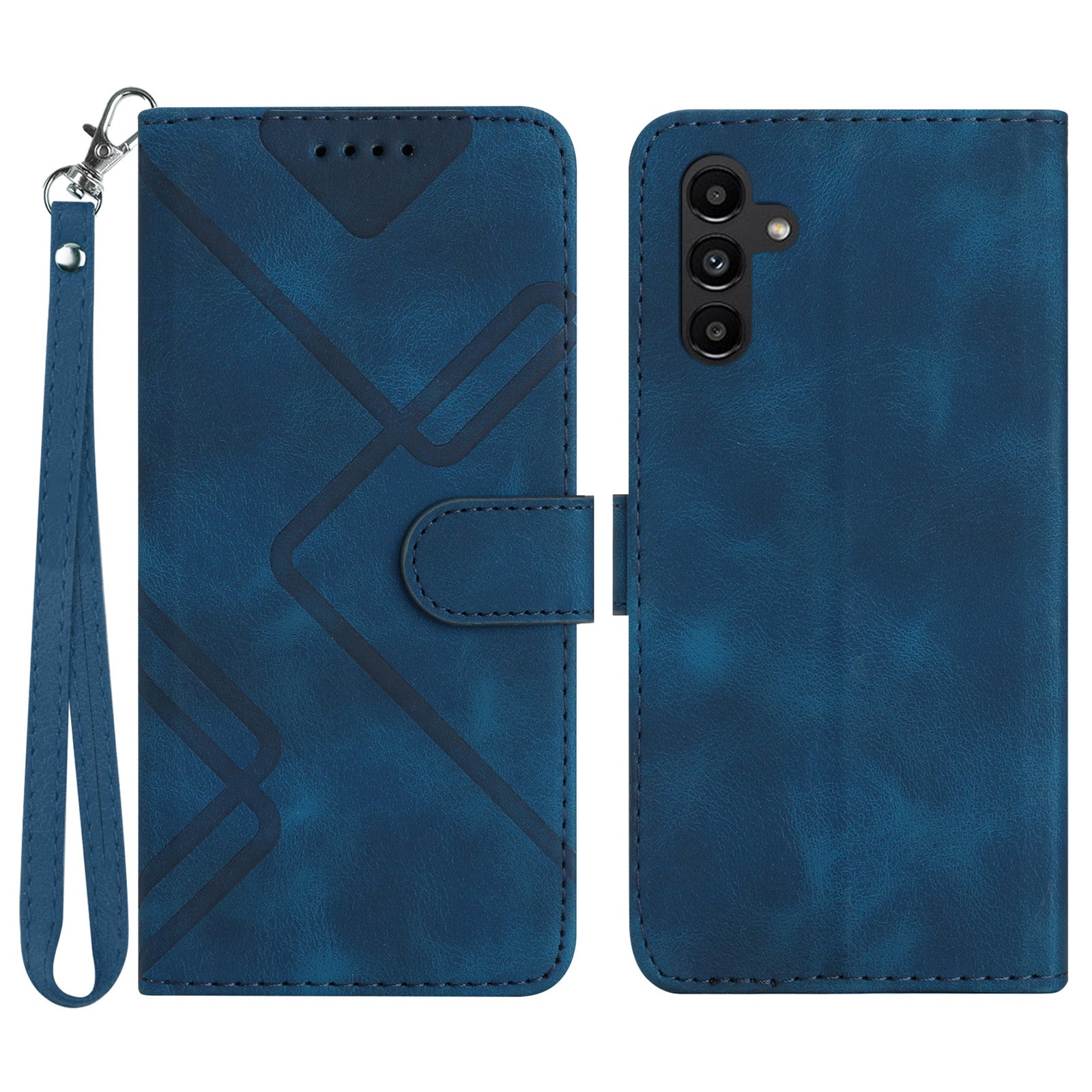 YX0040 For Samsung Galaxy S24+ Case Imprinted Leather Stand Phone Cover - Sapphire