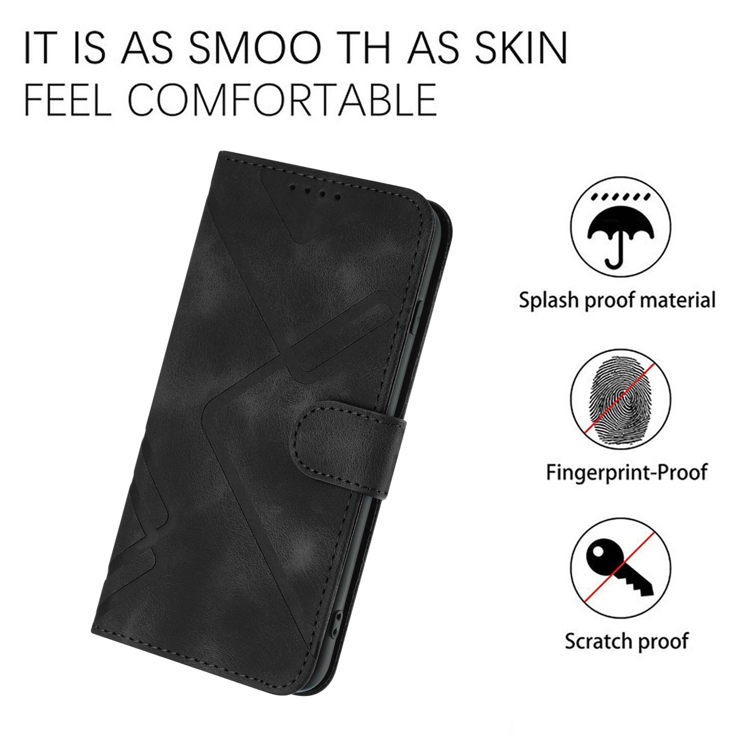 YX0040 For Samsung Galaxy S24+ Case Imprinted Leather Stand Phone Cover - Black