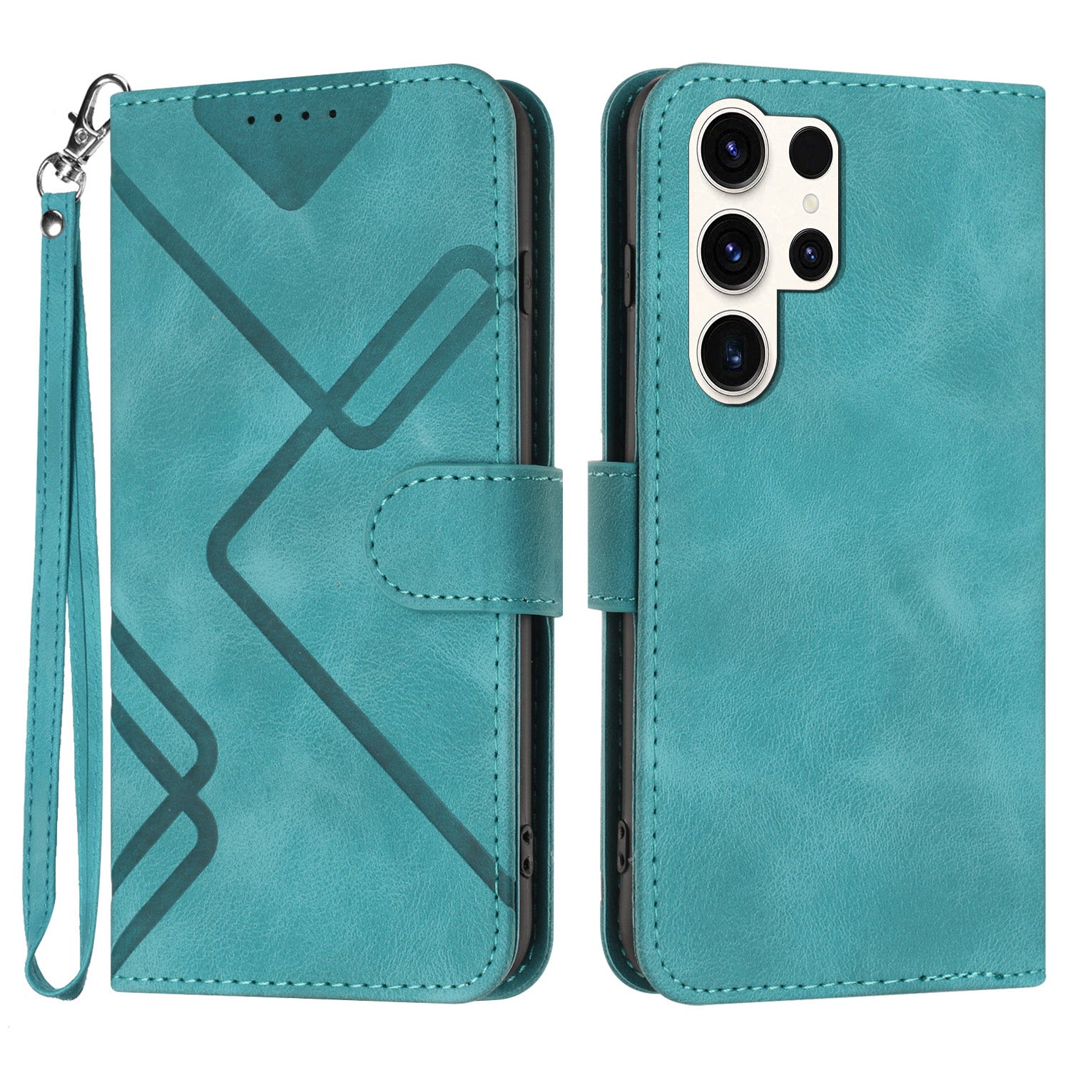 YX0040 For Samsung Galaxy S24 Ultra Case Geometric Pattern Imprinted Wallet Cover - Baby Blue