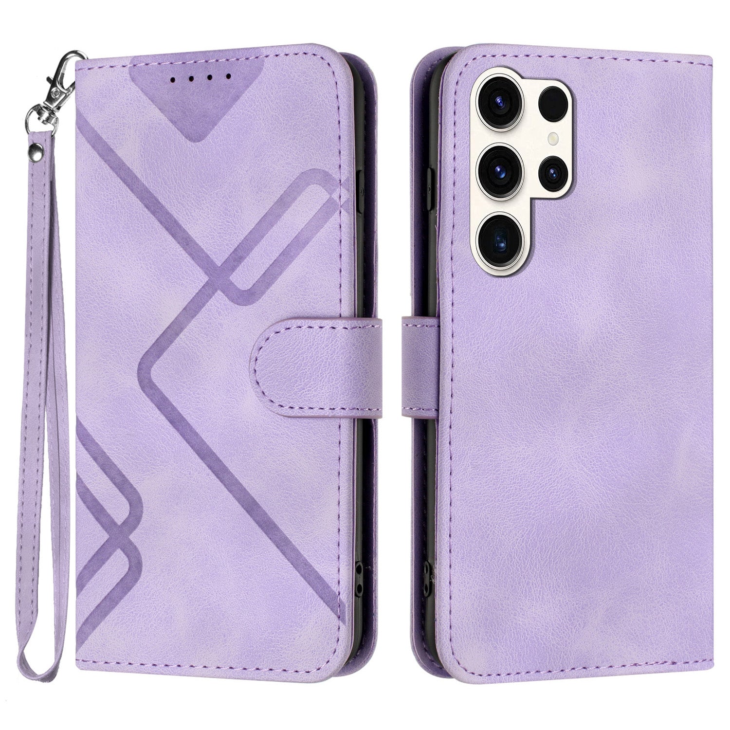 YX0040 For Samsung Galaxy S24 Ultra Case Geometric Pattern Imprinted Wallet Cover - Light Purple