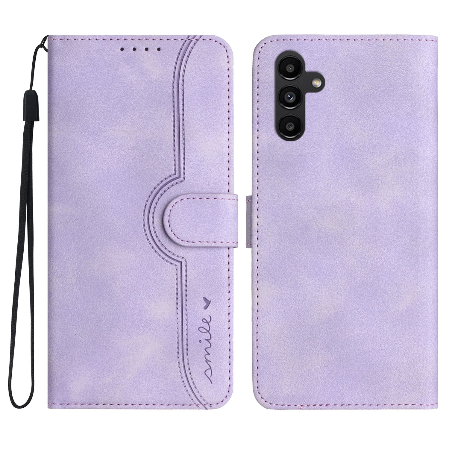 YX0030 For Samsung Galaxy S24 Leather Case Heart Shape Phone Cover - Purple