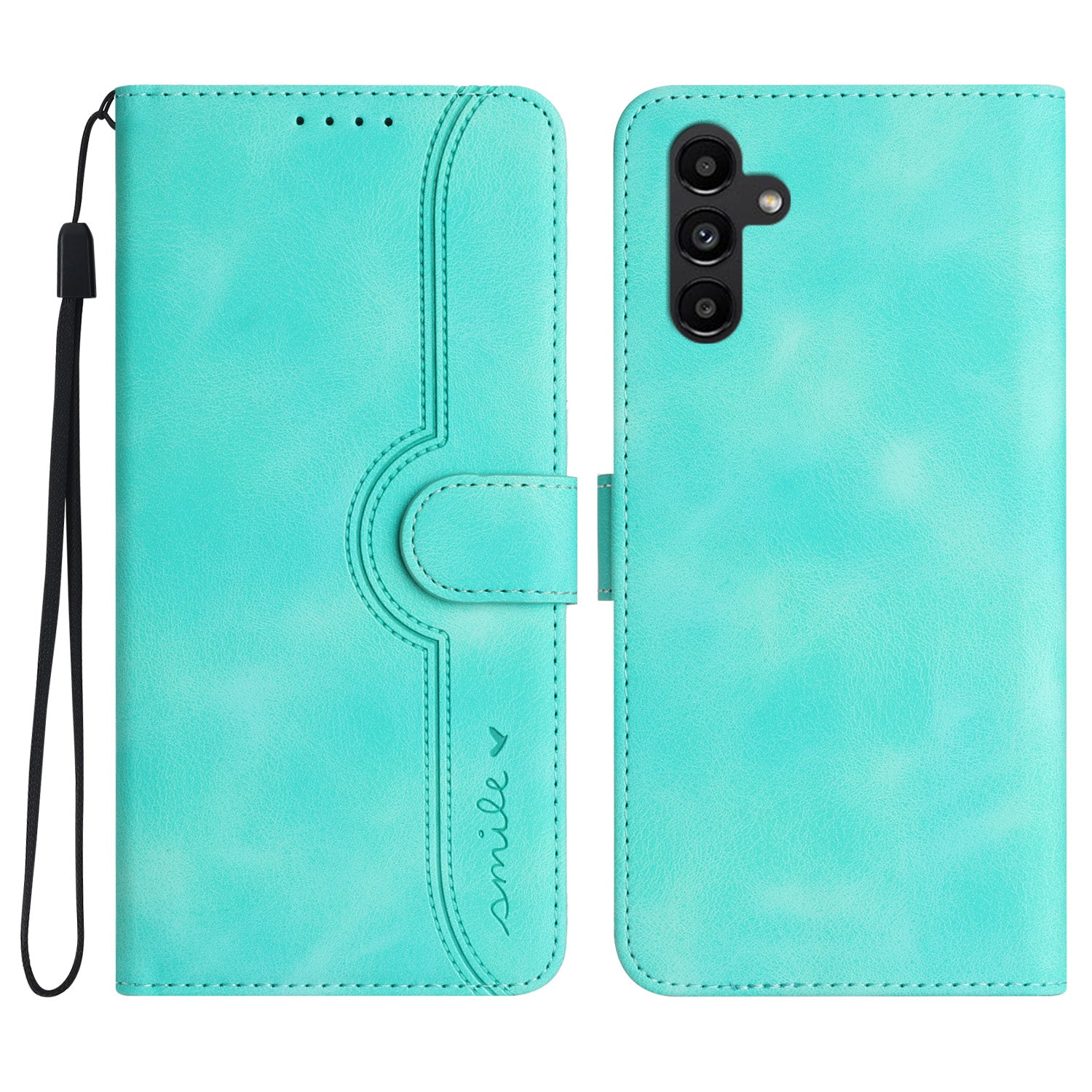 YX0030 For Samsung Galaxy S24 Leather Case Heart Shape Phone Cover - Baby Blue