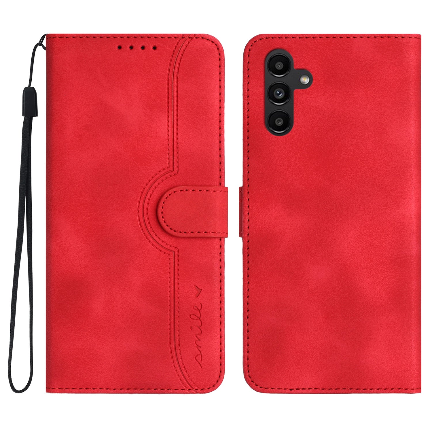 YX0030 For Samsung Galaxy S24 Leather Case Heart Shape Phone Cover - Red