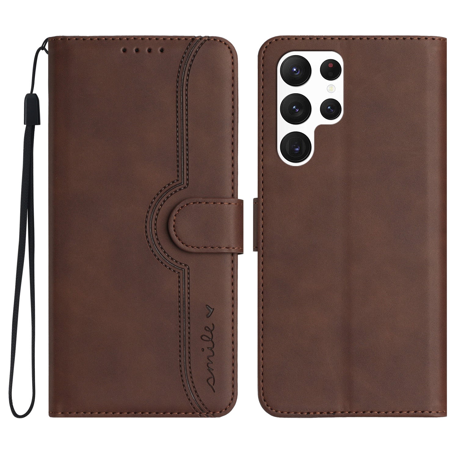 YX0030 For Samsung Galaxy S24 Ultra Case Wallet Phone Leather Cover - Coffee