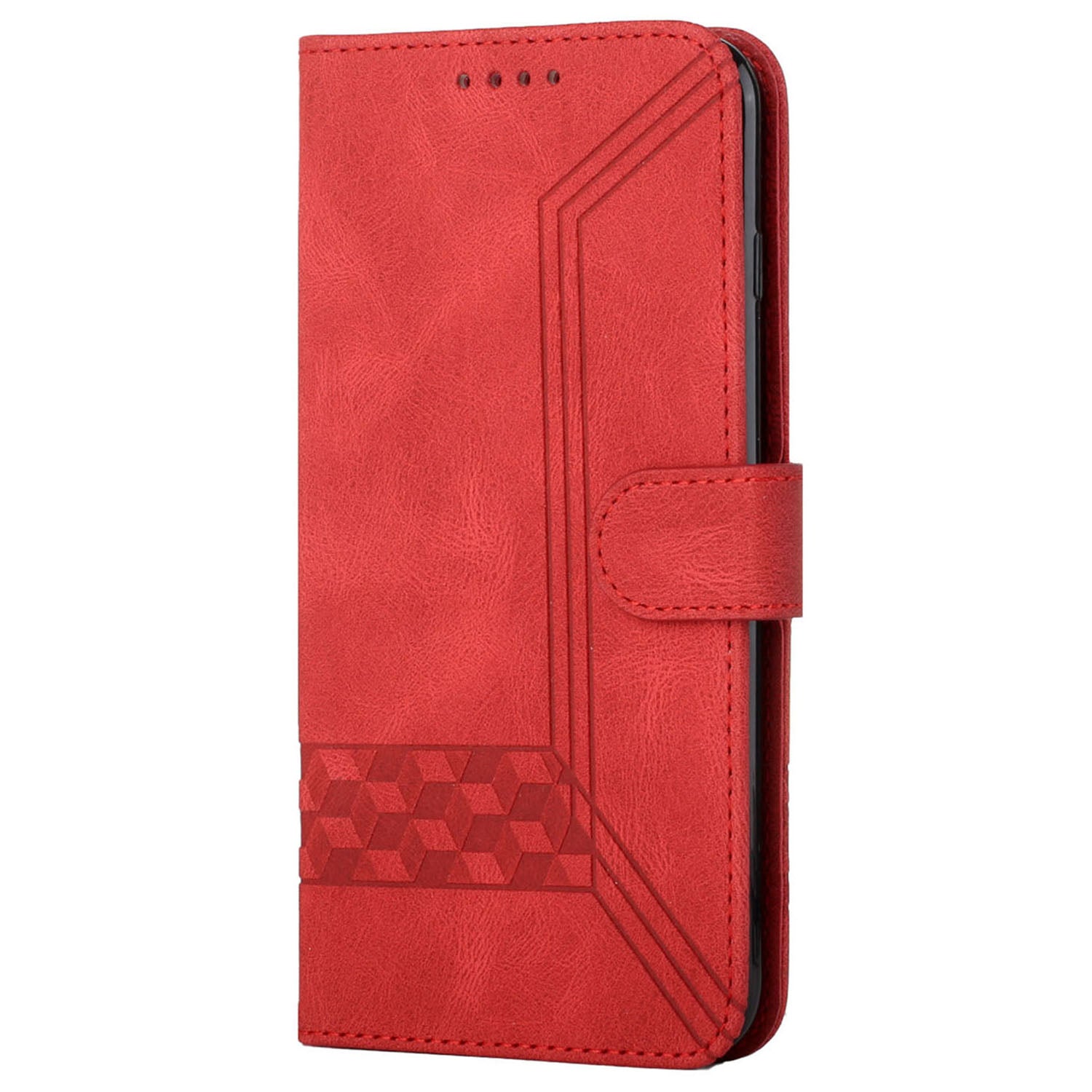 YX0010 Series for Samsung Galaxy S24 Leather Case Rhombus Line Imprinted Wallet Cover - Red