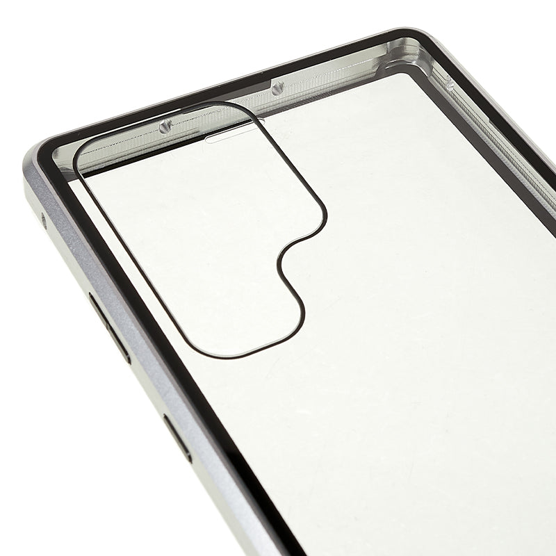 For Samsung Galaxy S24 Ultra Case Magnetic Tempered Glass Double-Sided Phone Cover - Silver