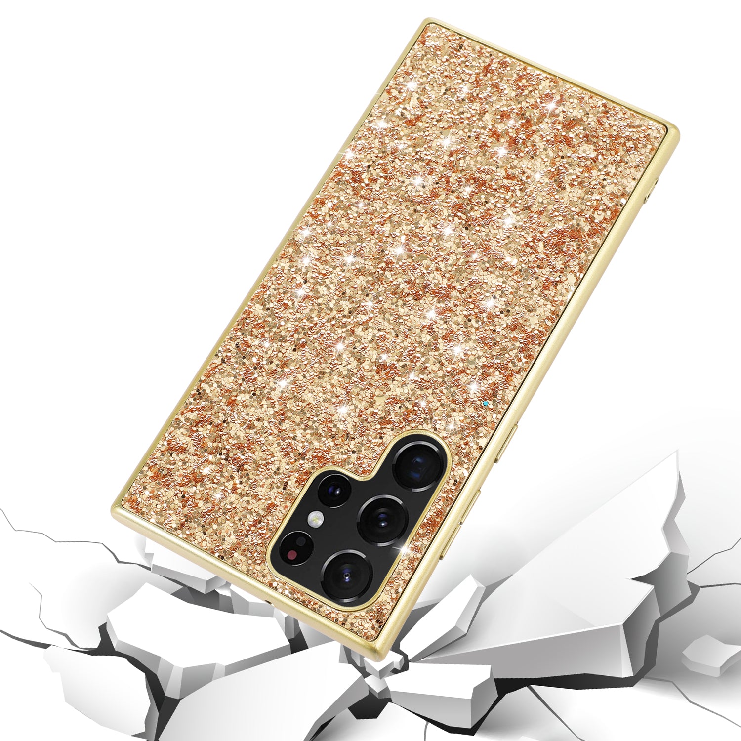 For Samsung Galaxy S24 Ultra Cell Phone Case Electroplating TPU Frame + PC Back Protective Shell - Rose Gold