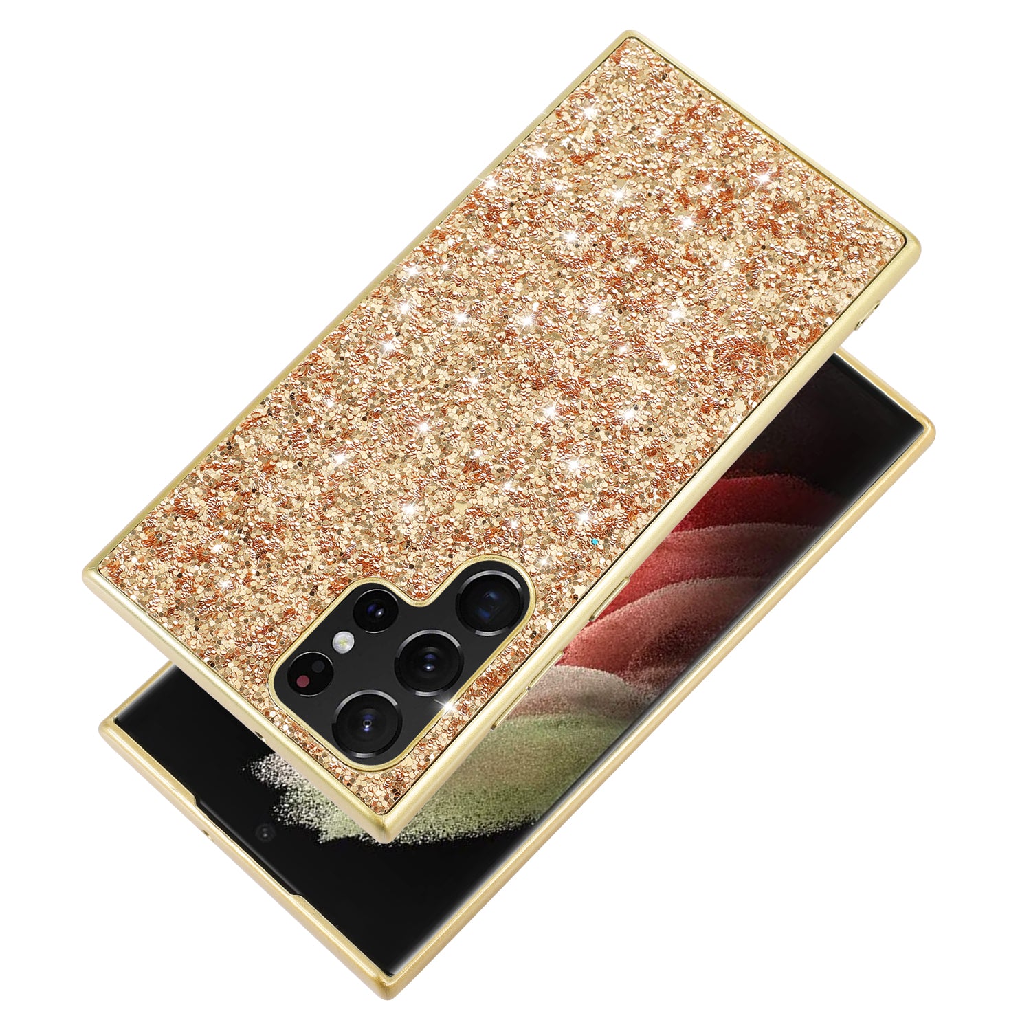 For Samsung Galaxy S24 Ultra Cell Phone Case Electroplating TPU Frame + PC Back Protective Shell - Rose Gold