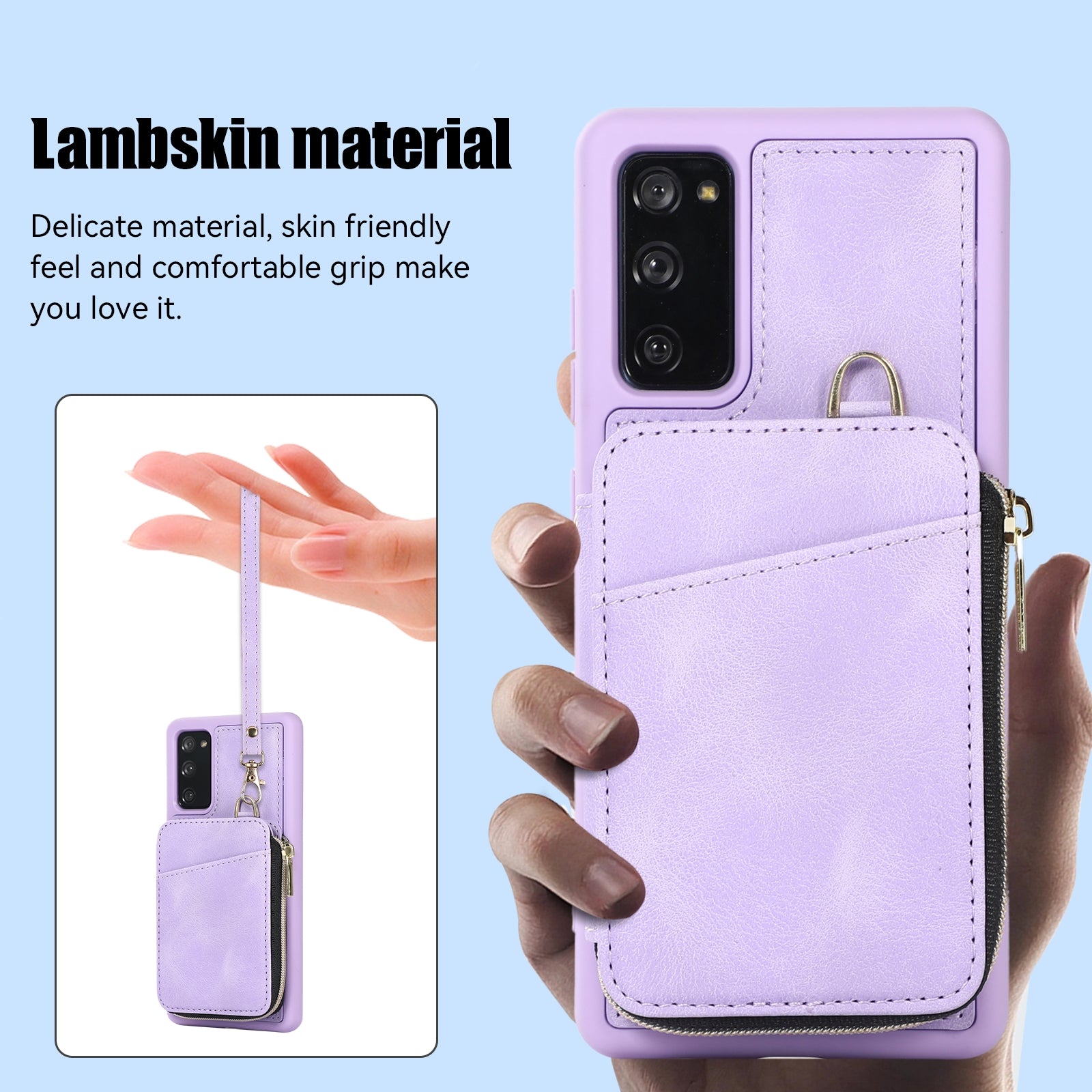 For Samsung Galaxy S20 FE / S20 FE 5G / S20 FE 2022 / S20 Lite PU+TPU Cell Phone Case - Purple