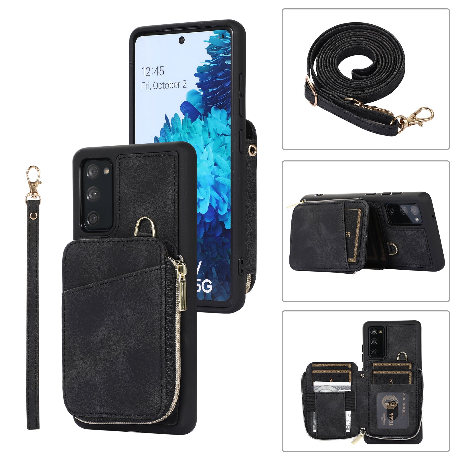 For Samsung Galaxy S20 FE / S20 FE 5G / S20 FE 2022 / S20 Lite PU+TPU Cell Phone Case - Black