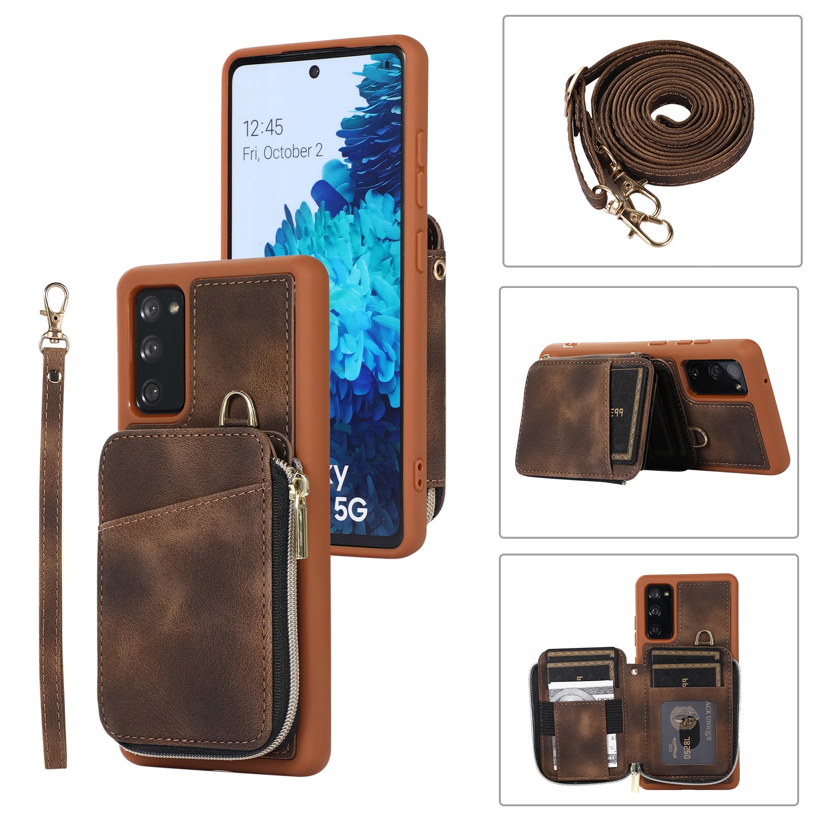 For Samsung Galaxy S20 FE / S20 FE 5G / S20 FE 2022 / S20 Lite PU+TPU Cell Phone Case - Brown