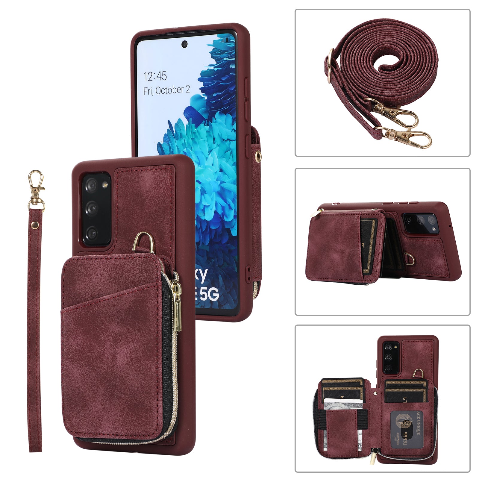 For Samsung Galaxy S20 FE / S20 FE 5G / S20 FE 2022 / S20 Lite PU+TPU Cell Phone Case - Wine Red