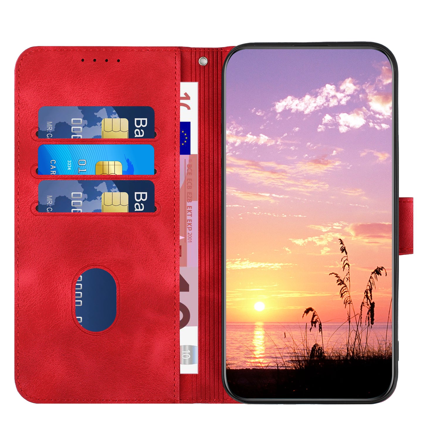 YX0060 For Samsung Galaxy S24 Ultra Cell Phone Case Elephant Head Imprinted Leather Cover - Red