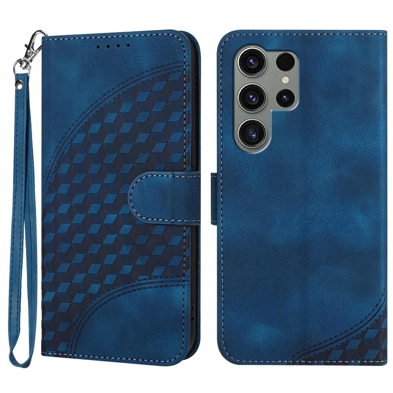 YX0060 For Samsung Galaxy S24 Ultra Cell Phone Case Elephant Head Imprinted Leather Cover - Sapphire