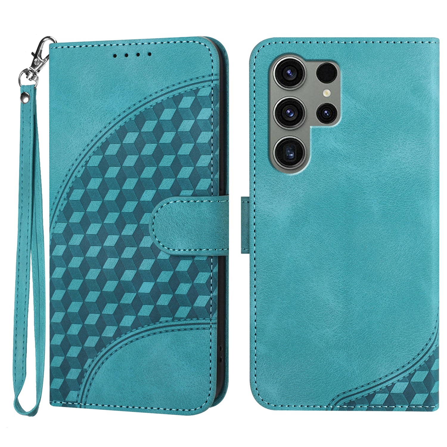 YX0060 For Samsung Galaxy S24 Ultra Cell Phone Case Elephant Head Imprinted Leather Cover - Baby Blue