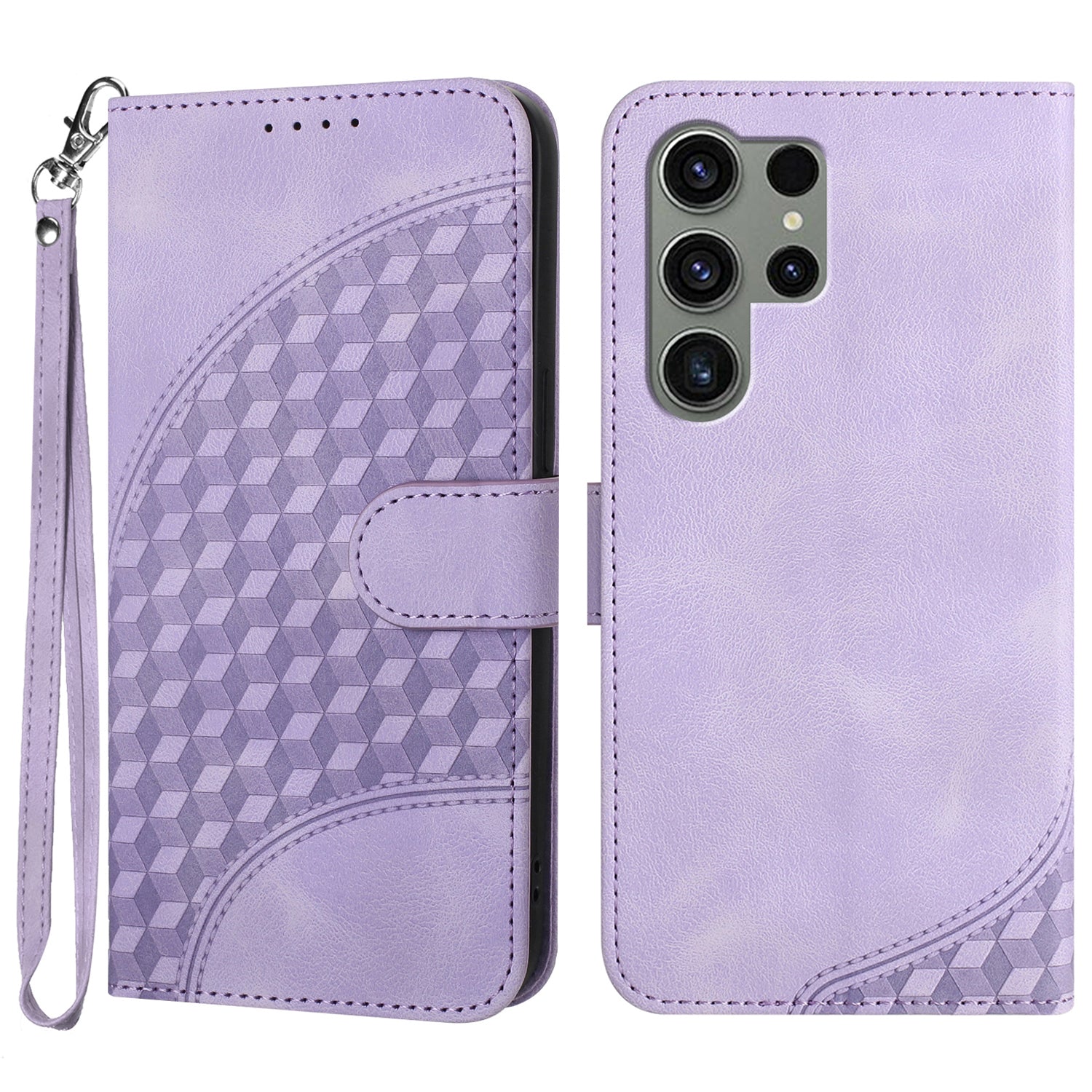 YX0060 For Samsung Galaxy S24 Ultra Cell Phone Case Elephant Head Imprinted Leather Cover - Purple