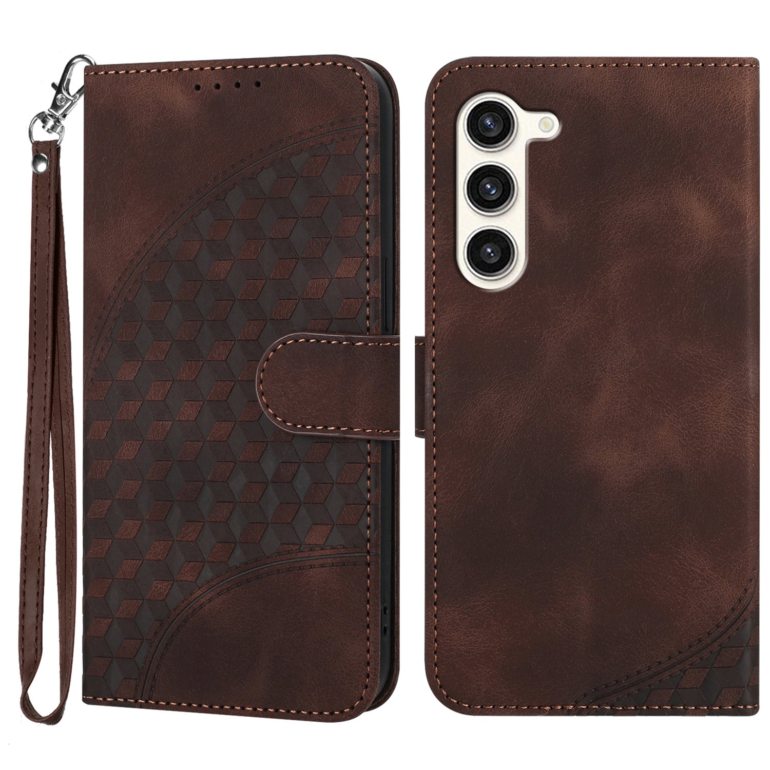 YX0060 For Samsung Galaxy S24+ Cell Phone Case Elephant Head Imprinted Leather Stand Cover - Coffee