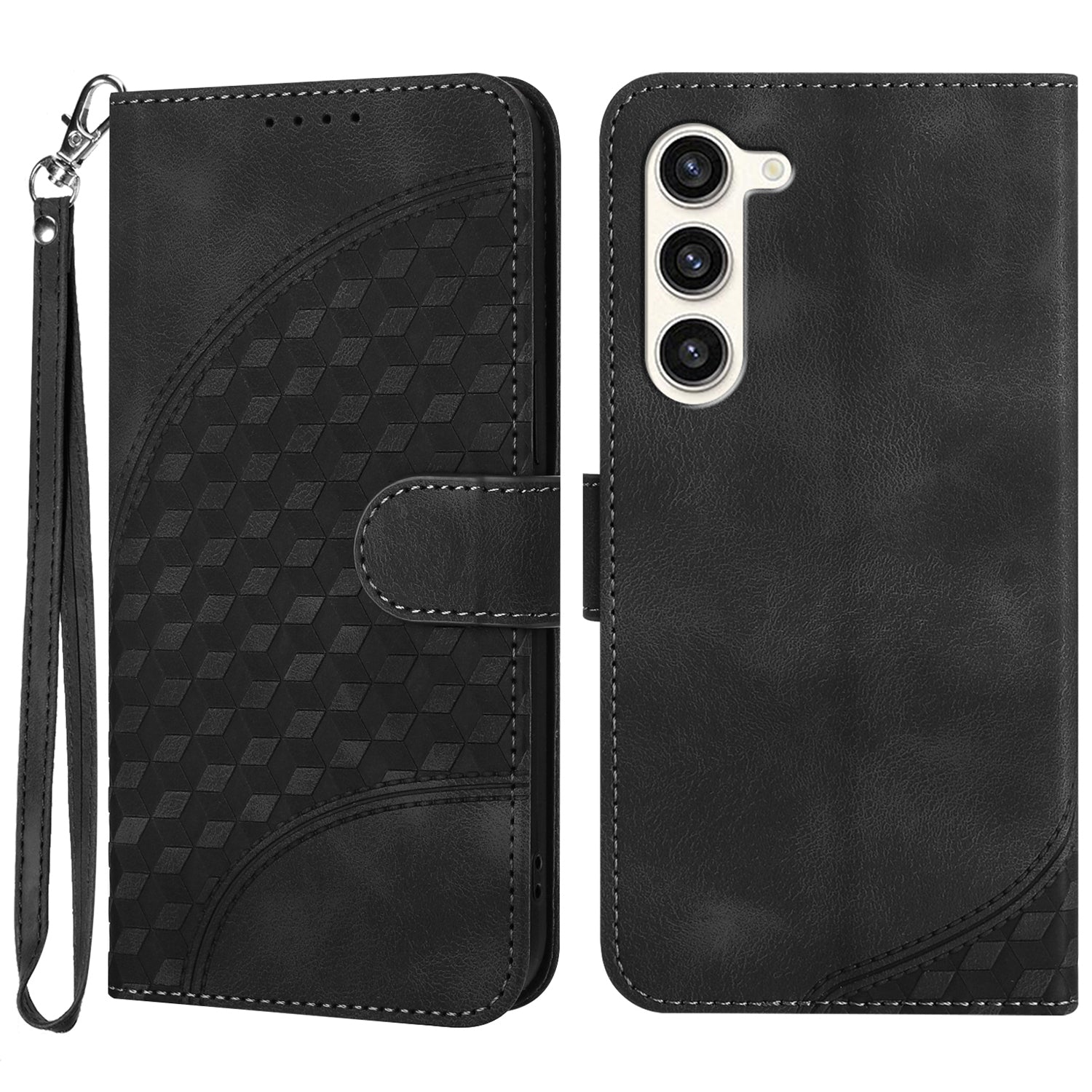 YX0060 For Samsung Galaxy S24+ Cell Phone Case Elephant Head Imprinted Leather Stand Cover - Black