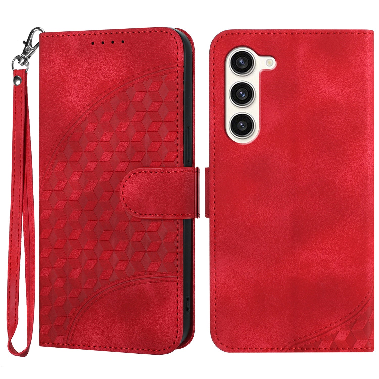 YX0060 For Samsung Galaxy S24+ Cell Phone Case Elephant Head Imprinted Leather Stand Cover - Red