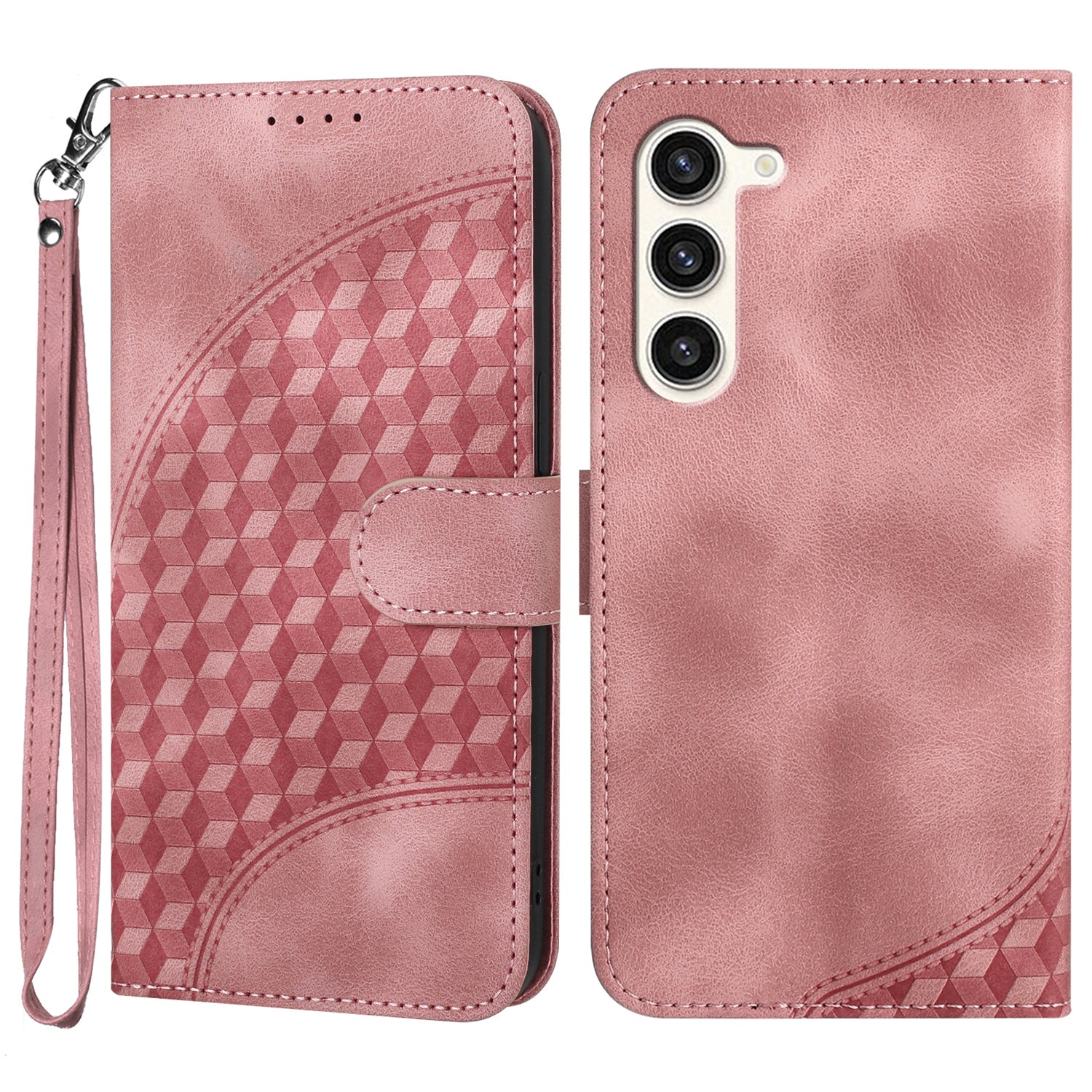 YX0060 For Samsung Galaxy S24+ Cell Phone Case Elephant Head Imprinted Leather Stand Cover - Pink