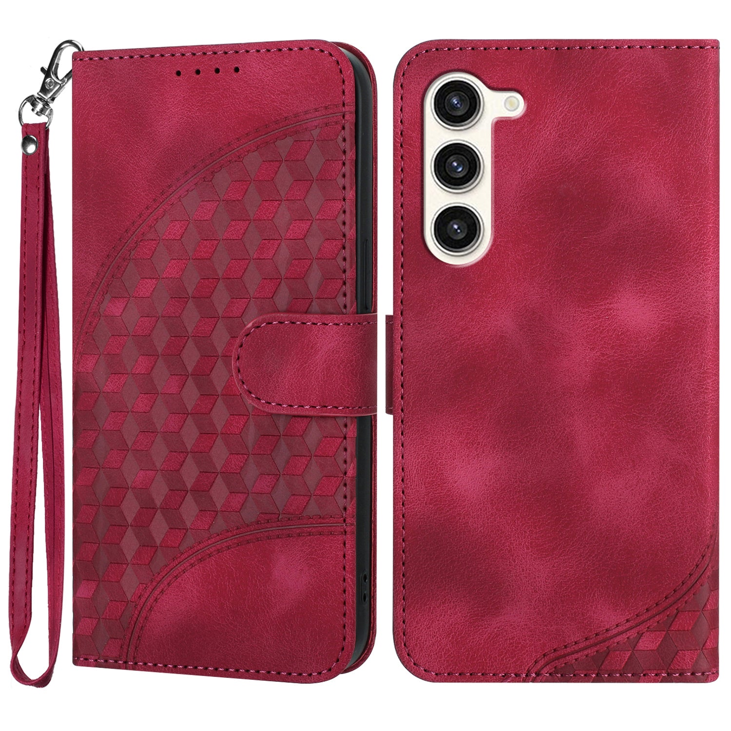 YX0060 For Samsung Galaxy S24+ Cell Phone Case Elephant Head Imprinted Leather Stand Cover - Rose