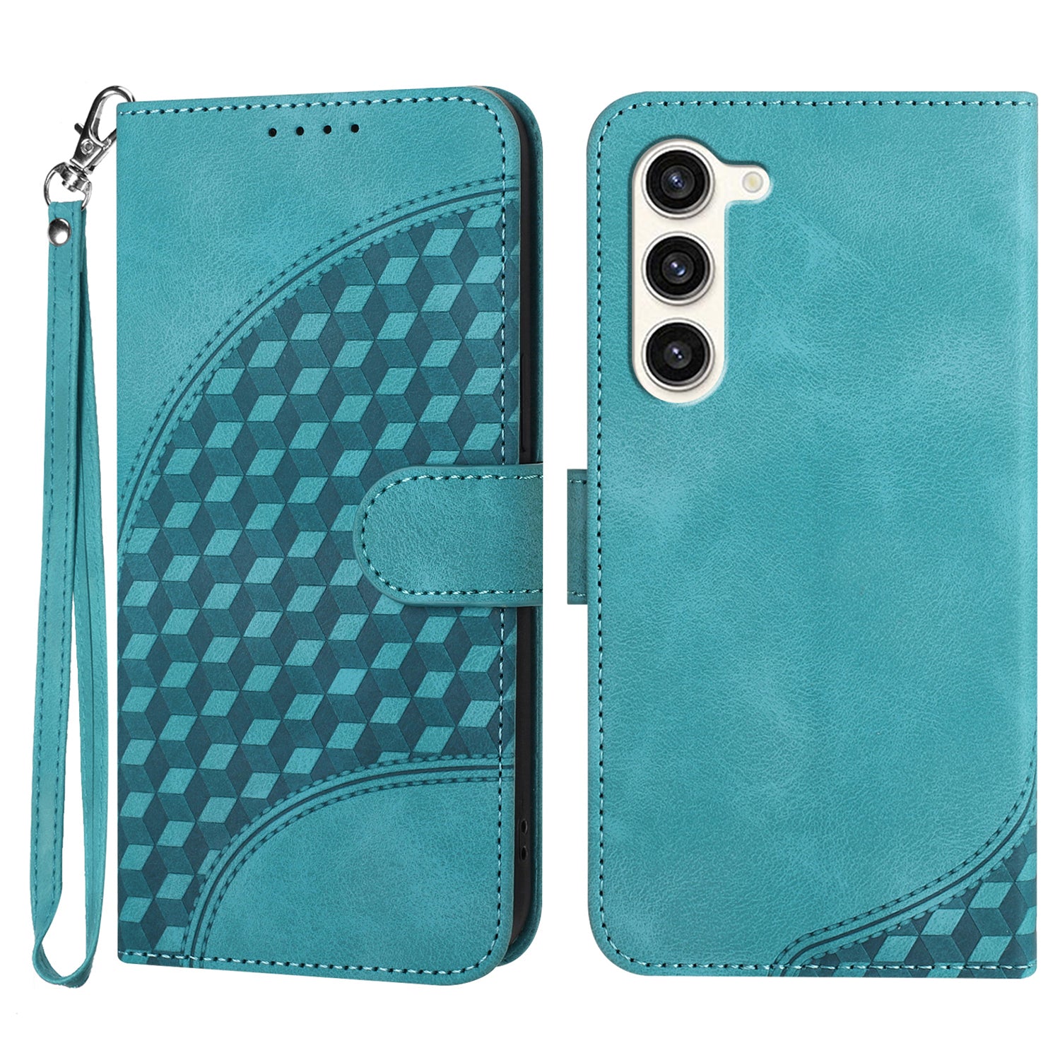 YX0060 For Samsung Galaxy S24+ Cell Phone Case Elephant Head Imprinted Leather Stand Cover - Baby Blue