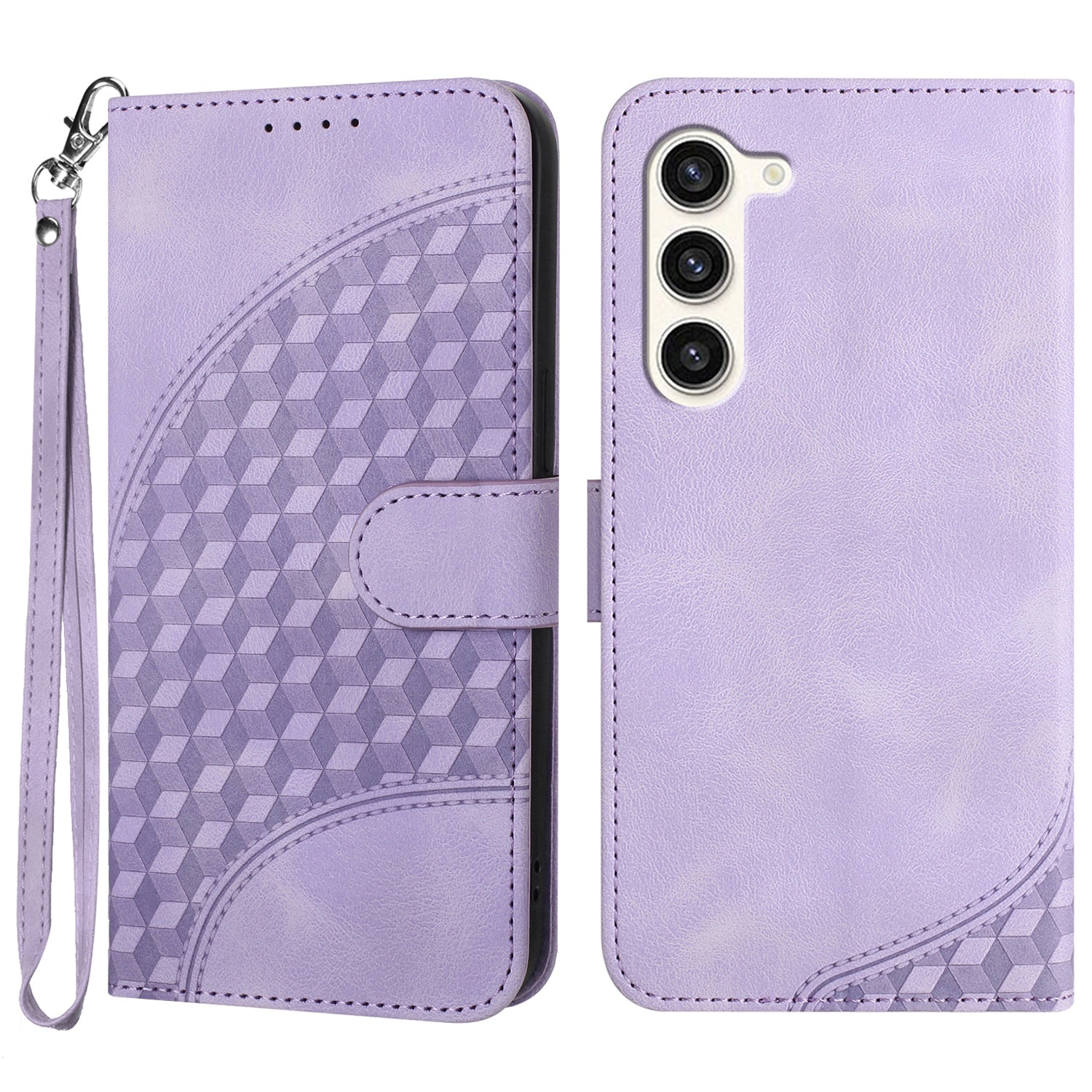 YX0060 For Samsung Galaxy S24+ Cell Phone Case Elephant Head Imprinted Leather Stand Cover - Purple