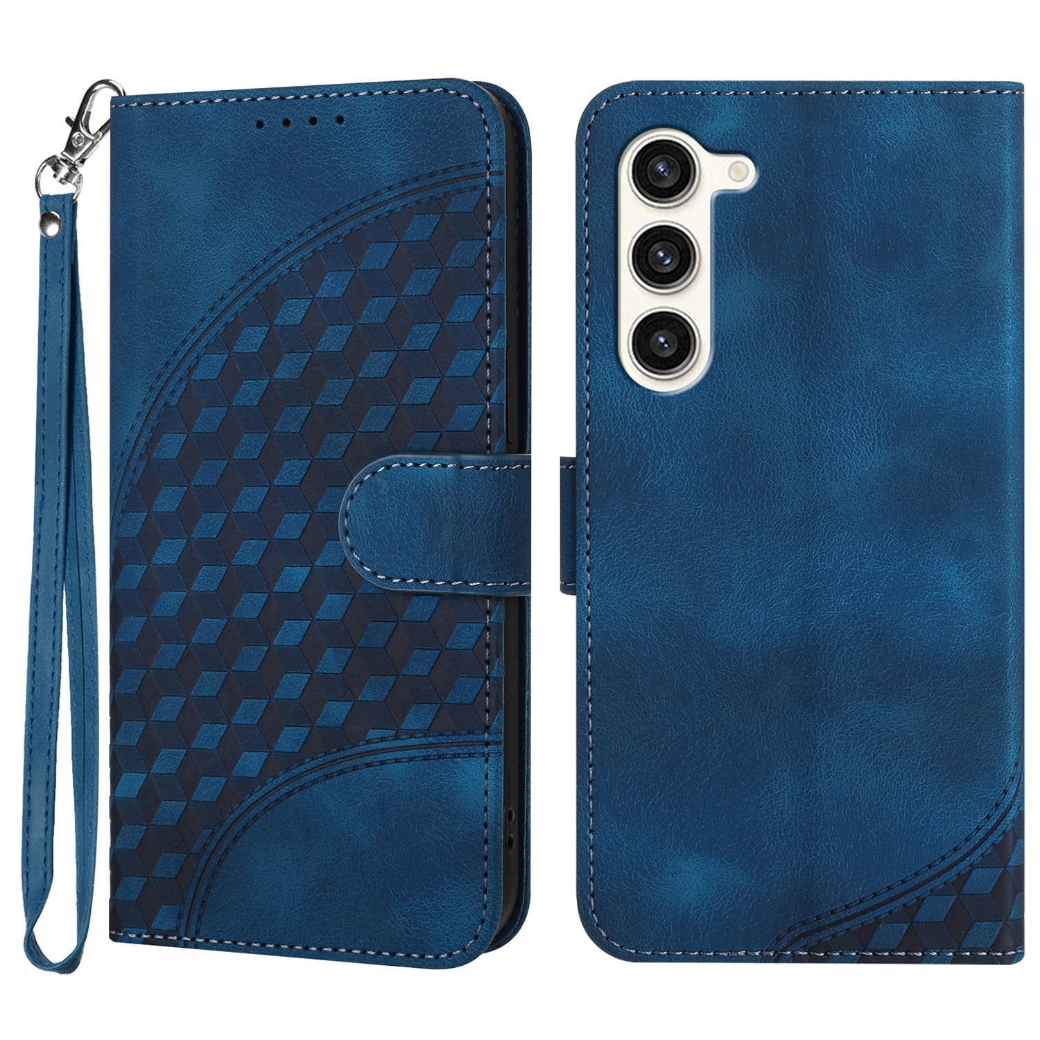 YX0060 For Samsung Galaxy S24 Cell Phone Case Elephant Head Imprinted Wallet Leather Cover - Sapphire