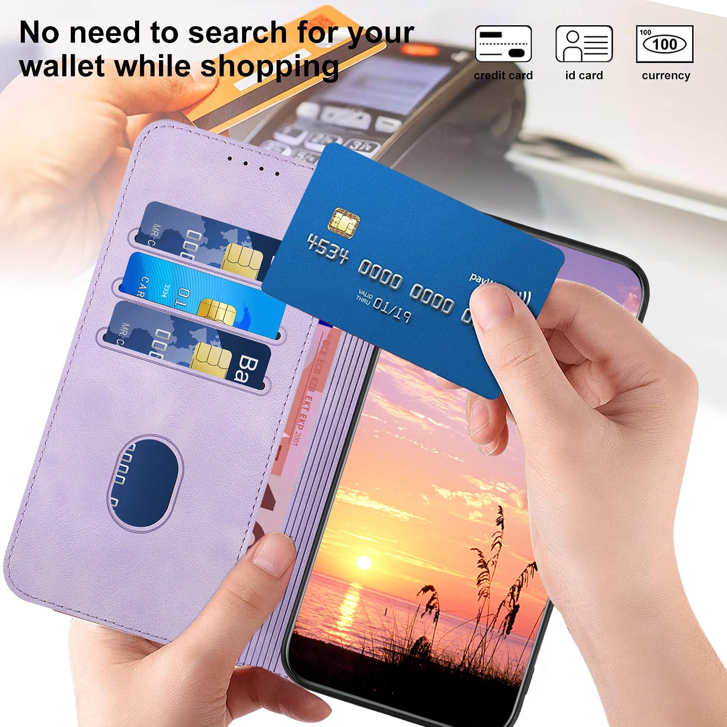 YX0060 For Samsung Galaxy S24 Cell Phone Case Elephant Head Imprinted Wallet Leather Cover - Purple