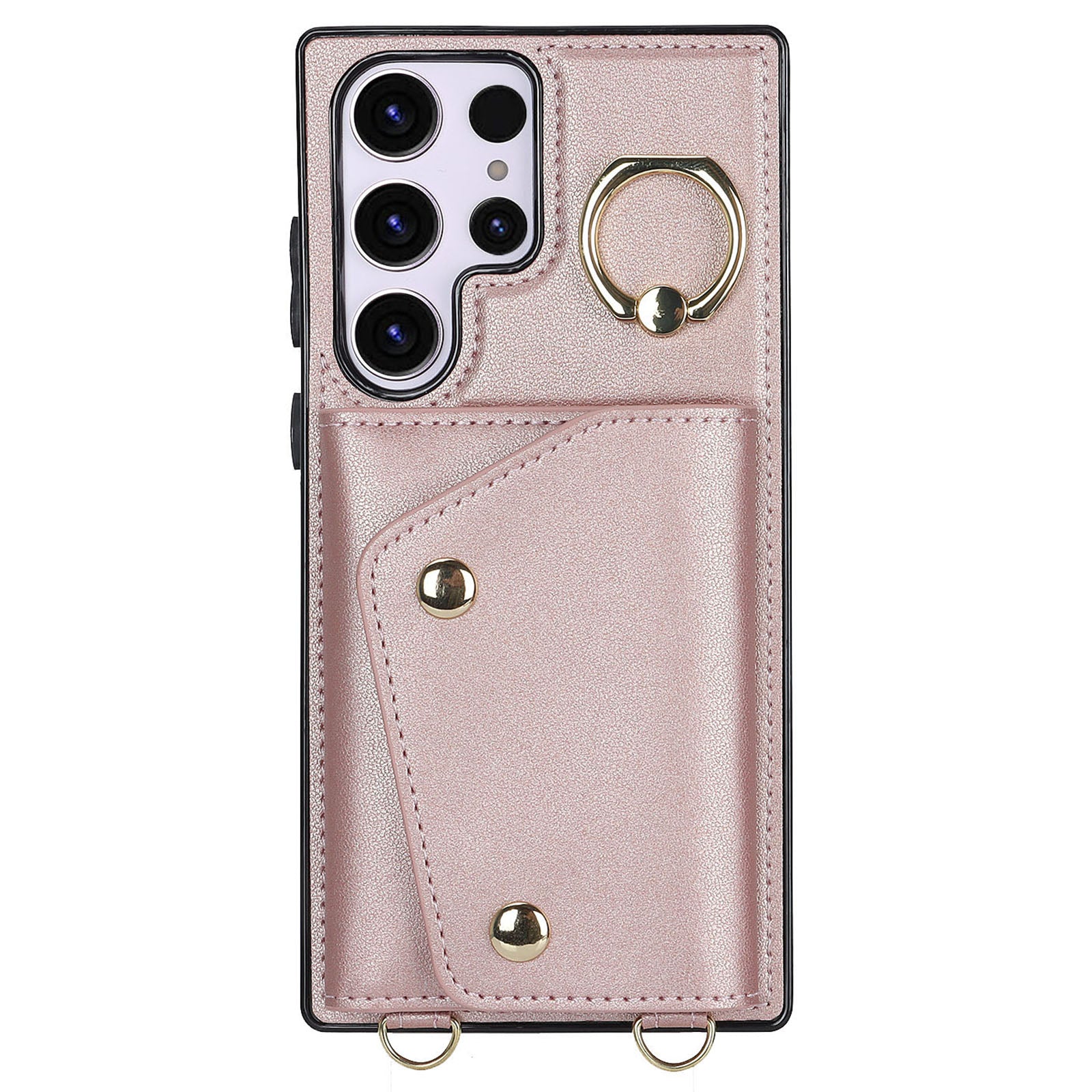 For Samsung Galaxy S24 Ultra Case Wallet Zipper Anti-scratch PU Leather+TPU Phone Protector - Rose Gold