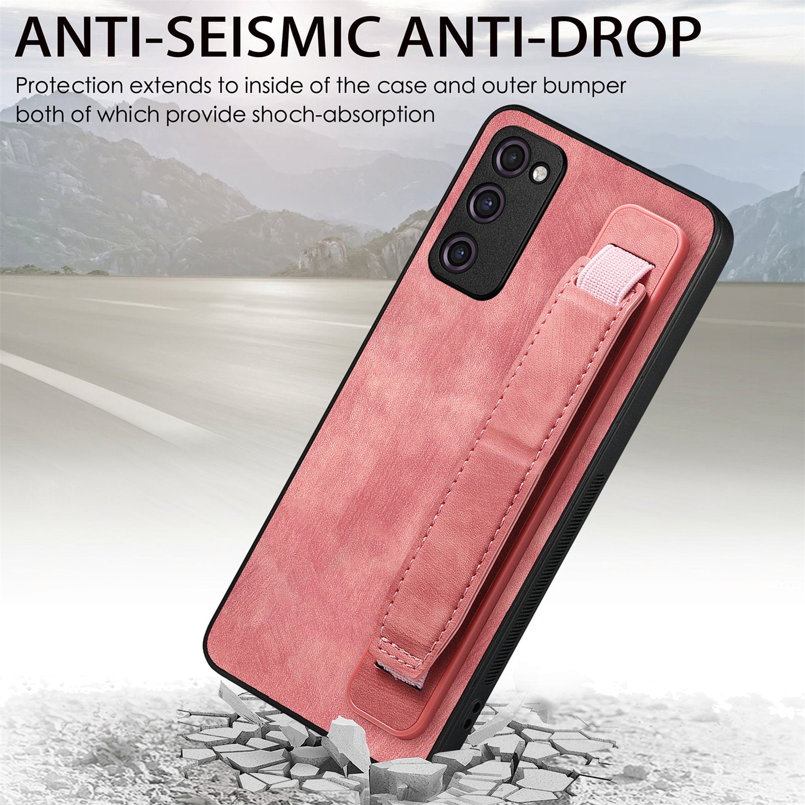 D11 For Samsung Galaxy S20 FE / S20 FE 5G / S20 FE 2022 / S20 Lite Retro Phone Case Wristband Kickstand - Pink