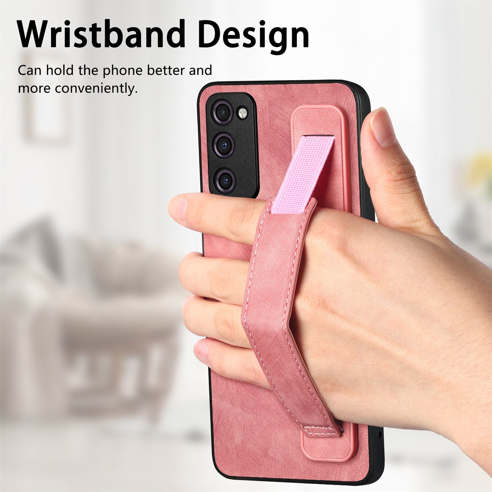 D11 For Samsung Galaxy S20 FE / S20 FE 5G / S20 FE 2022 / S20 Lite Retro Phone Case Wristband Kickstand - Pink