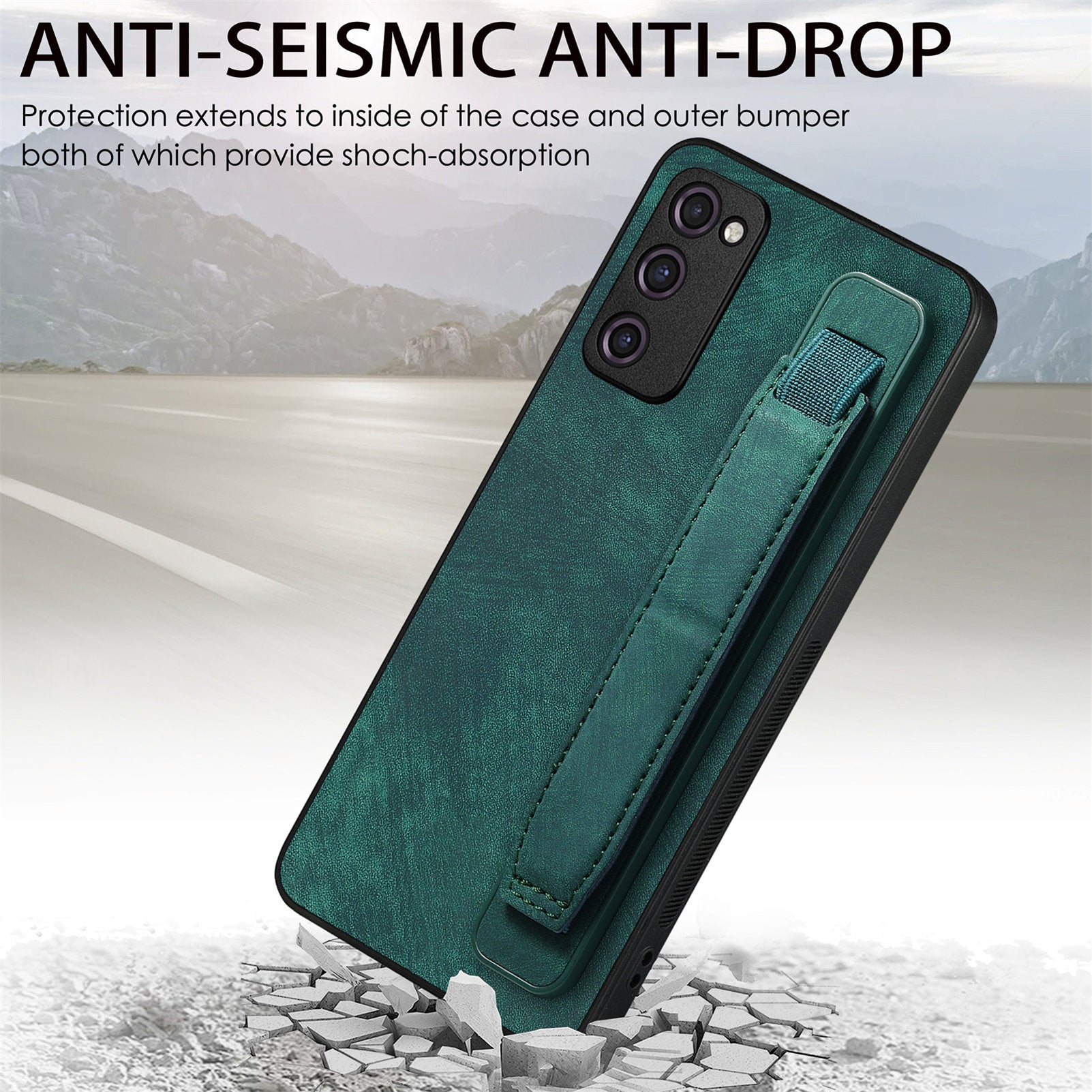 D11 For Samsung Galaxy S20 FE / S20 FE 5G / S20 FE 2022 / S20 Lite Retro Phone Case Wristband Kickstand - Green